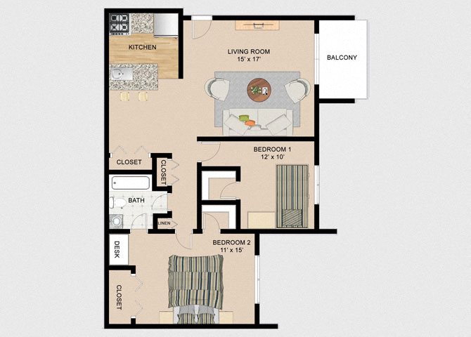 Prestwick 2 Bedroom 1 Bathroom Floor Plan Prestwick 2 Bedroom 1 Bathroom Floor Plan at Willow Creek